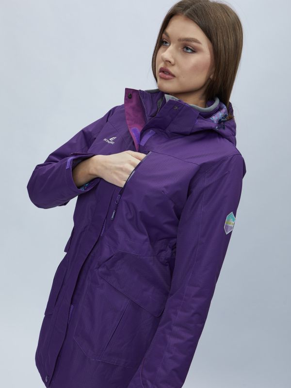 Women's dark purple hooded parka 551996TF